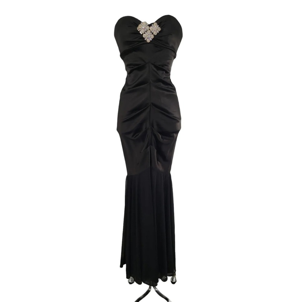 Cache Mermaid Black bodycon spandex Fishtail prom formal party dress gown sz 6